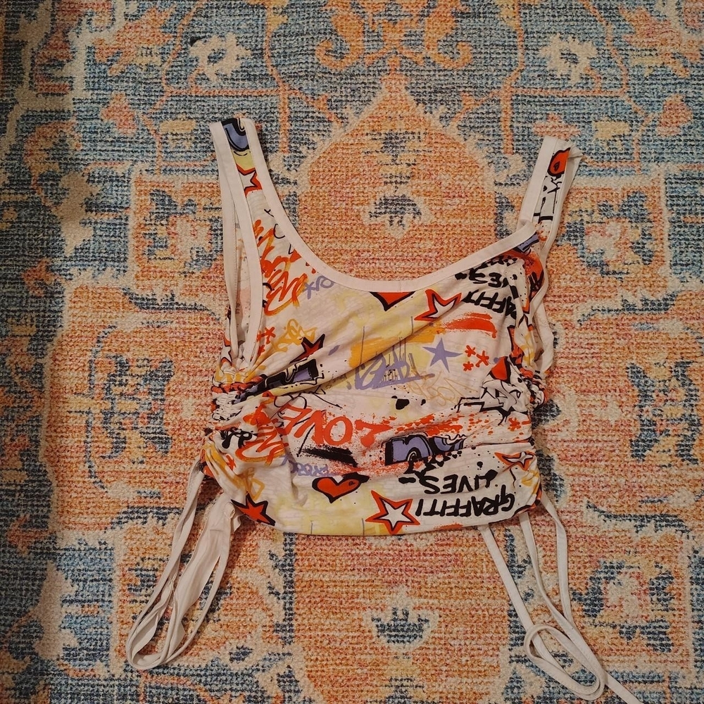H&M Colorful Graffiti Crop Top